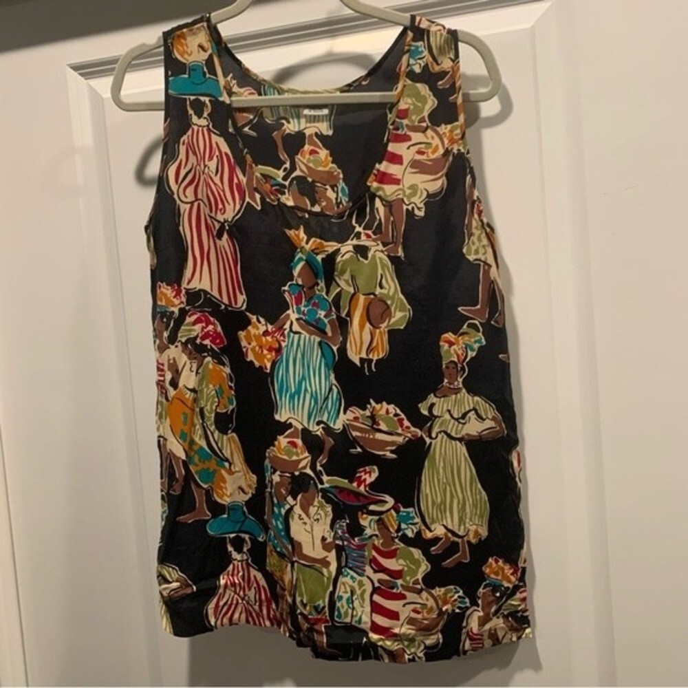 Nancy Heller tank top graphic ladies tank size L rayon blend